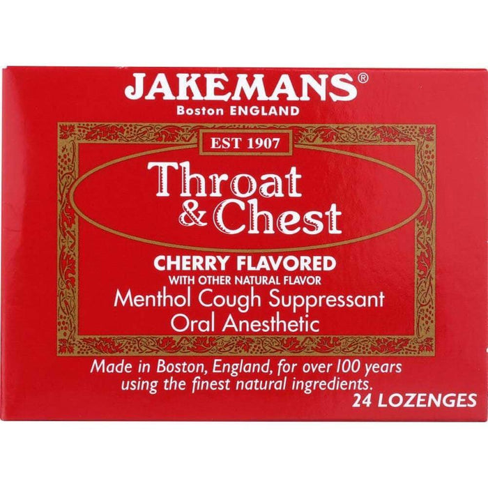 Jakemans Lozenge Throat And Chest Cherry Menthol, 24 Pc