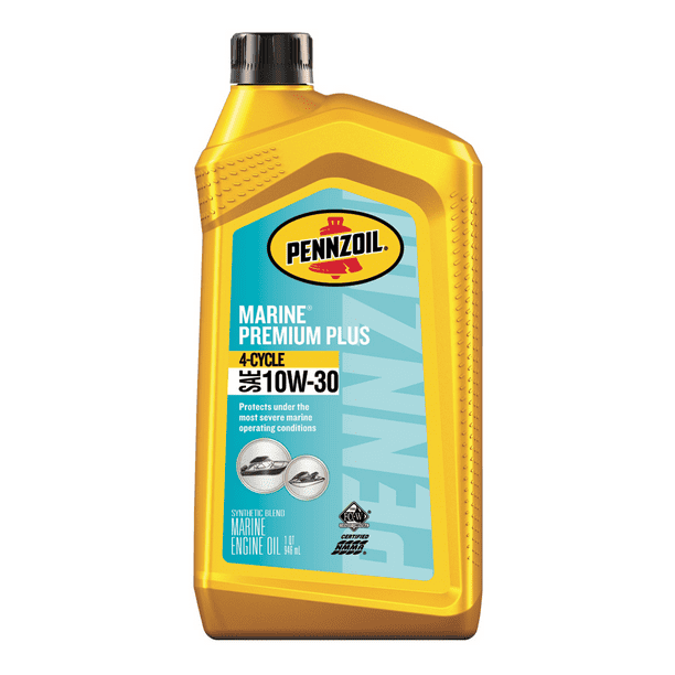 Pennzoil Marine Premium Plus Outboard 4-Cycle 10W-30 Engine Oil, 1 Quart