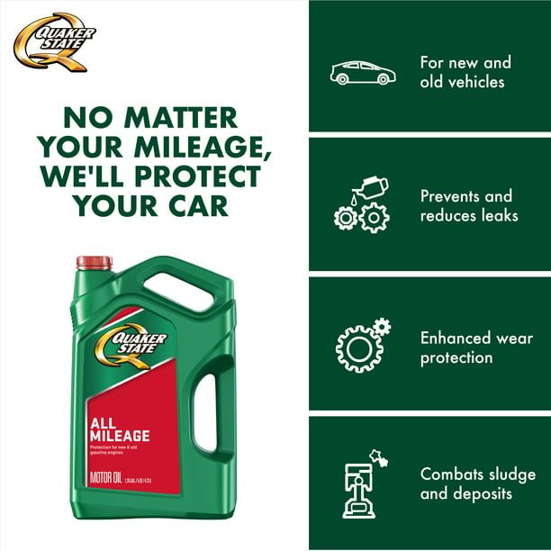 Quaker State All Mileage 10W-40 Motor Oil, 5 Quart