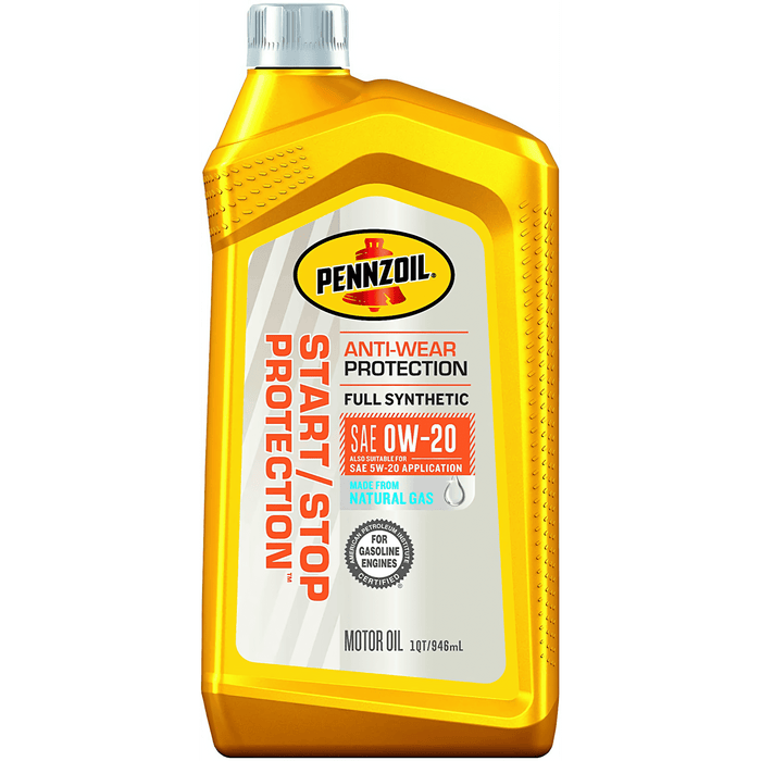 Pennzoil Start/Stop Protection Full Synthetic 0W-20 Motor Oil, 1 Quart