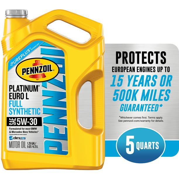 Pennzoil Platinum Euro L Full Synthetic 5W-30 Motor Oil, 5 Quart