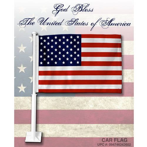 American Two-Sided Car Flag, 11" x 14" with 19" Pole by Rico Industries