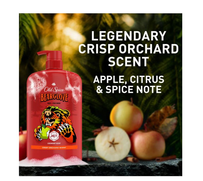 Old Spice Men's Body Wash, Bearglove, Long Lasting Lather, 33.4 fl oz