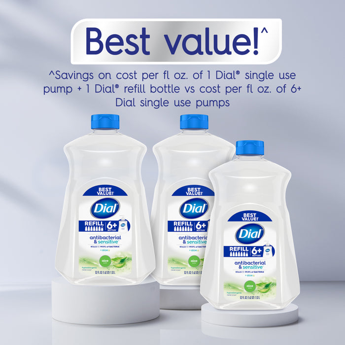 Dial Antibacterial Liquid Hand Soap Refill, Aloe Scent, 52 Ounce