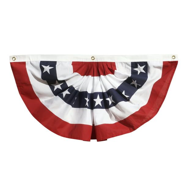 American Poly Cotton Patriotic Pleated Fan by Annin, 18" x 36"