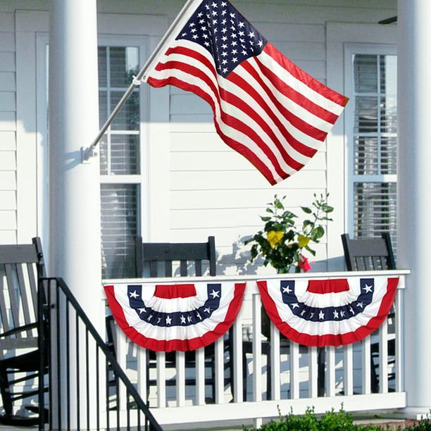 American Poly Cotton Patriotic Pleated Fan by Annin, 18" x 36"