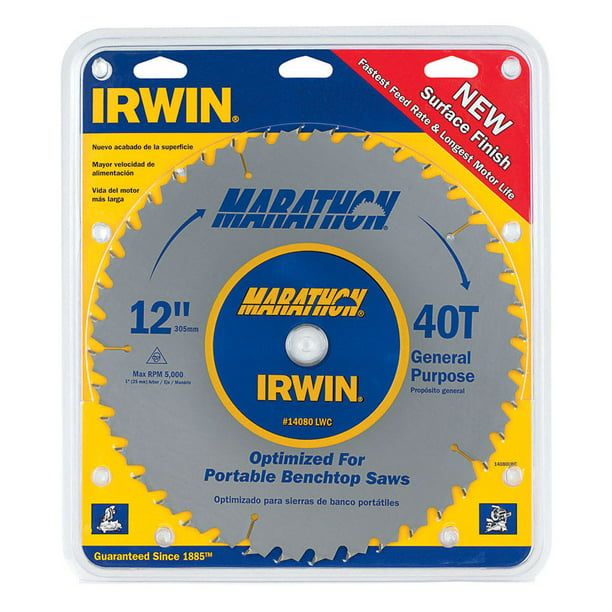 Irwin Marathon 12 in. Dia. x 1 in. Carbide Miter and Table Saw Blade 40 teeth 1 pc