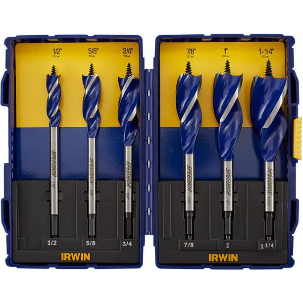 Irwin Speedbor Multi Size in. Dia. Carbon Steel Wood Boring Bit Quick-Change Hex Shank 6 pc.