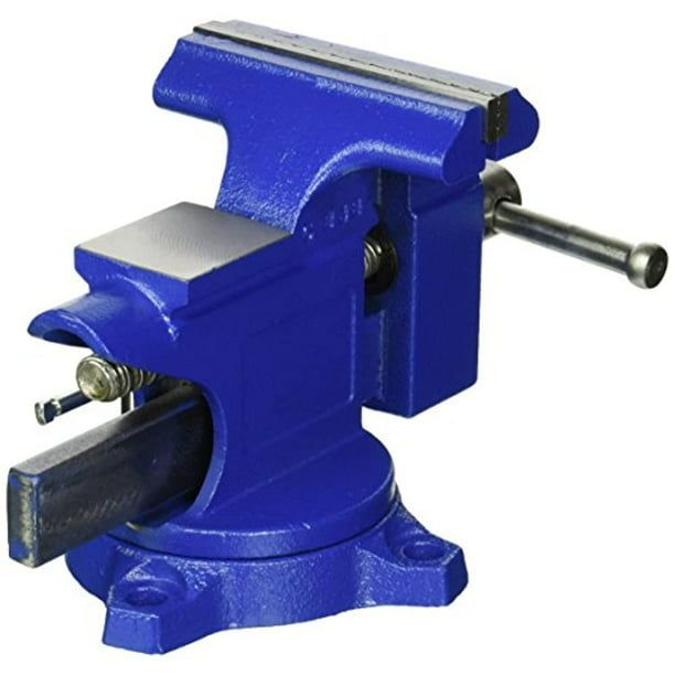 Irwin 4.5 in. Steel Workshop Bench Vise Blue Swivel Base