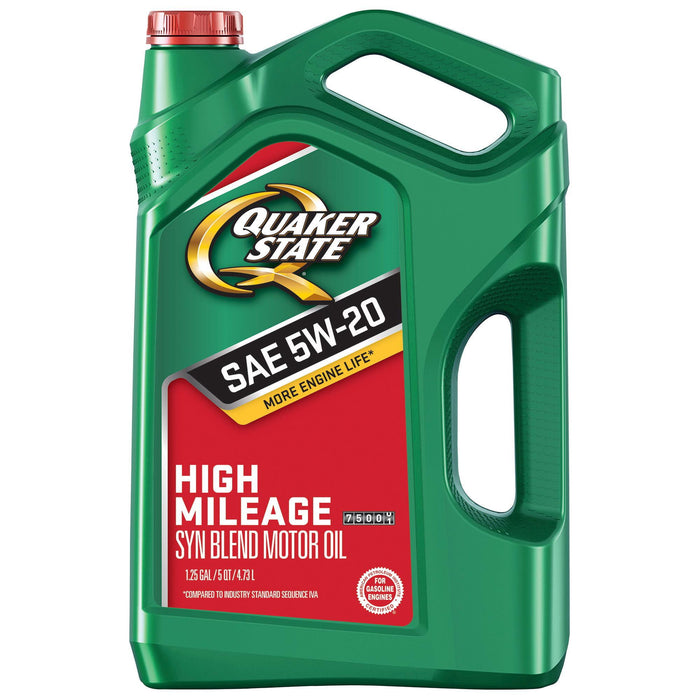 Quaker State High Mileage 5W-20 Synthetic Blend Motor Oil for Vehicles over 75K Miles, 5-Quart