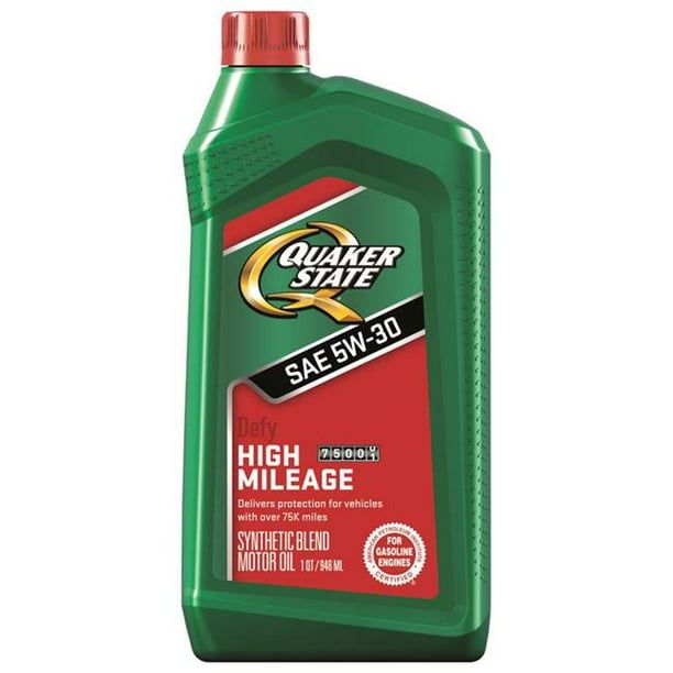 Quaker State High Mileage 5W-30 Synthetic Blend Motor Oil, 1 Quart