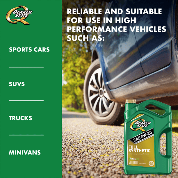 Quaker State Full Synthetic 0W-20 Motor Oil, 5-Quart