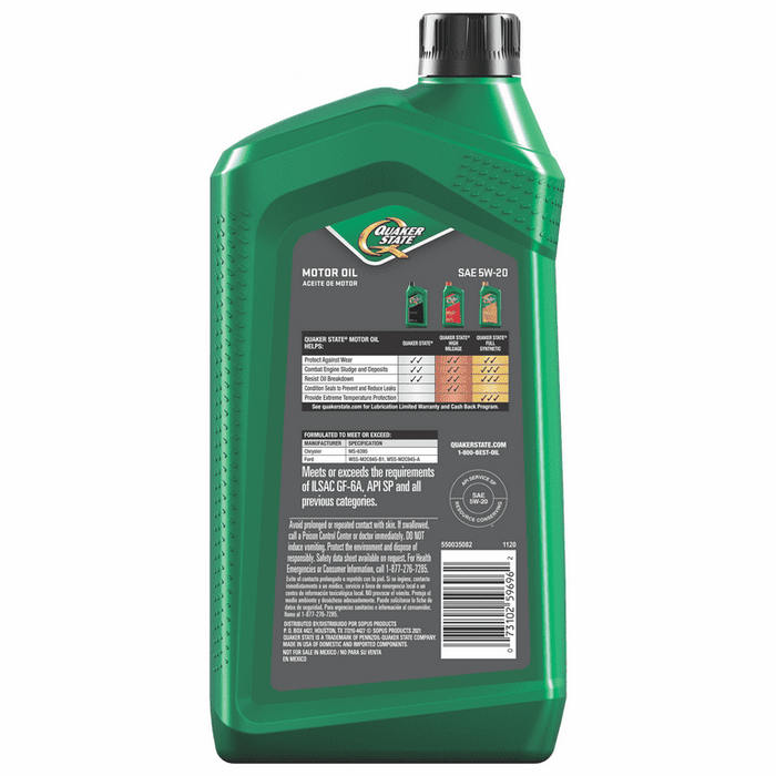 Quaker State Conventional Synthetic Blend 5W-20 Motor Oil, 1 Quart