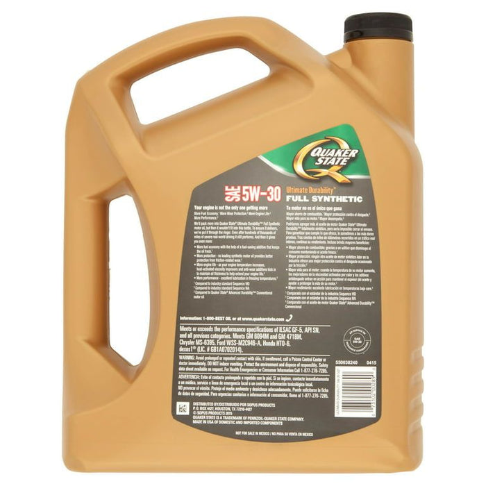 Quaker State Ultimate Durability Full Synthetic SAE 5W-30 Motor Oil, 1.25 gal