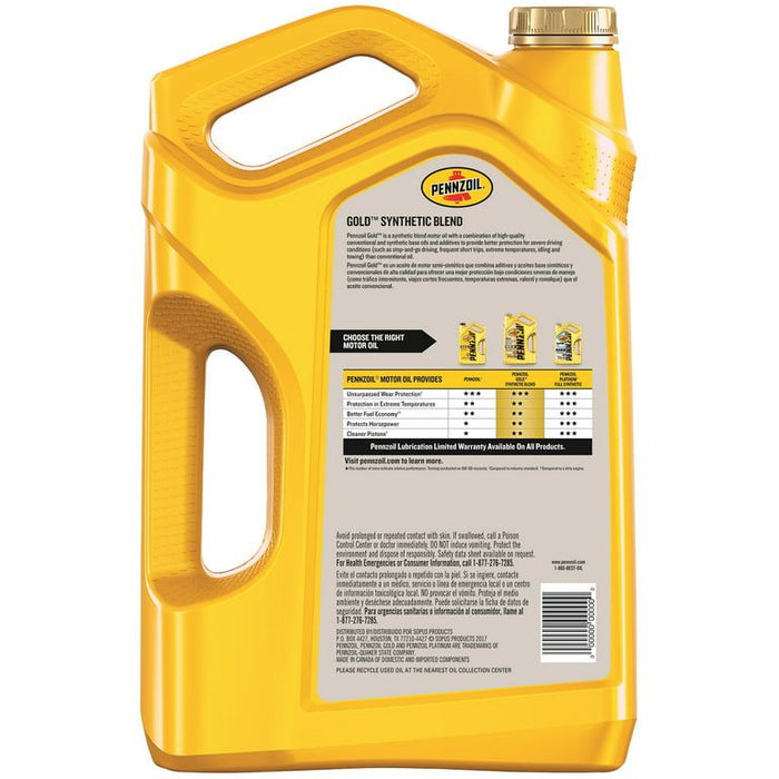 Pennzoil Gold 0W-20 Synthetic Blend Motor Oil, 5 Quart