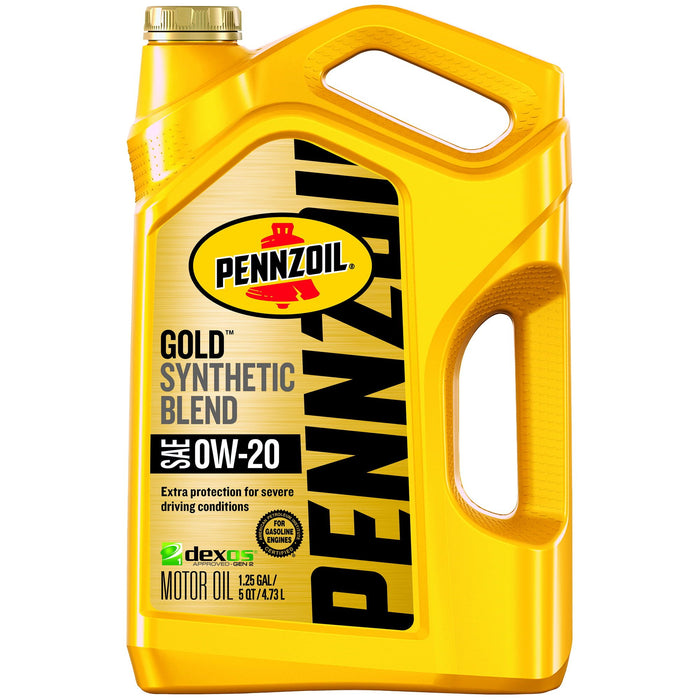 Pennzoil Gold 0W-20 Synthetic Blend Motor Oil, 5 Quart