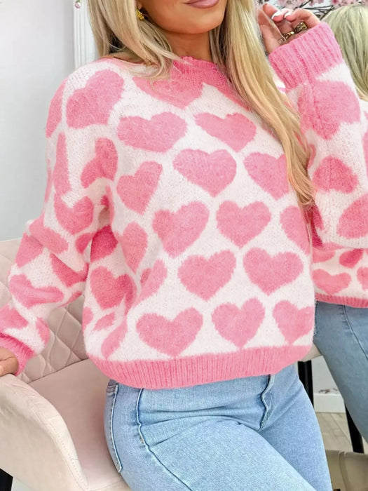Valentine Heart Round Neck Sweater