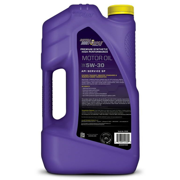 Royal Purple High Performance Motor Oil 5W-30 Premium Synthetic Motor Oil, 5 Quarts