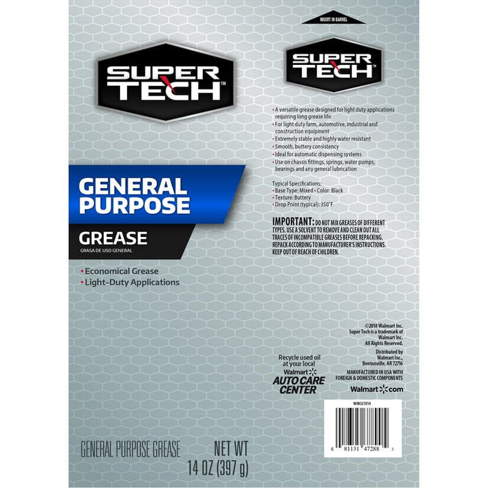 Super Tech General Purpose Grease, 14 oz Tube