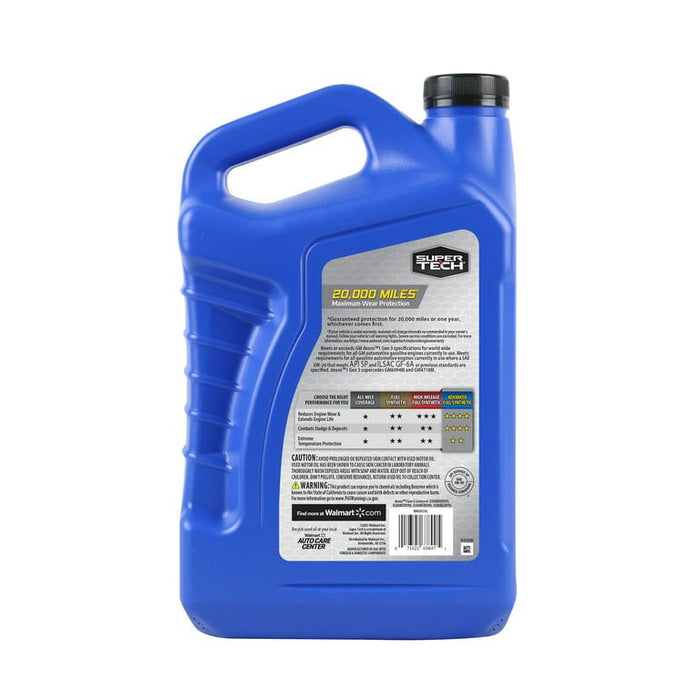 Super Tech Advanced Full Synthetic Motor Oil SAE 0W-20, 5 Quarts