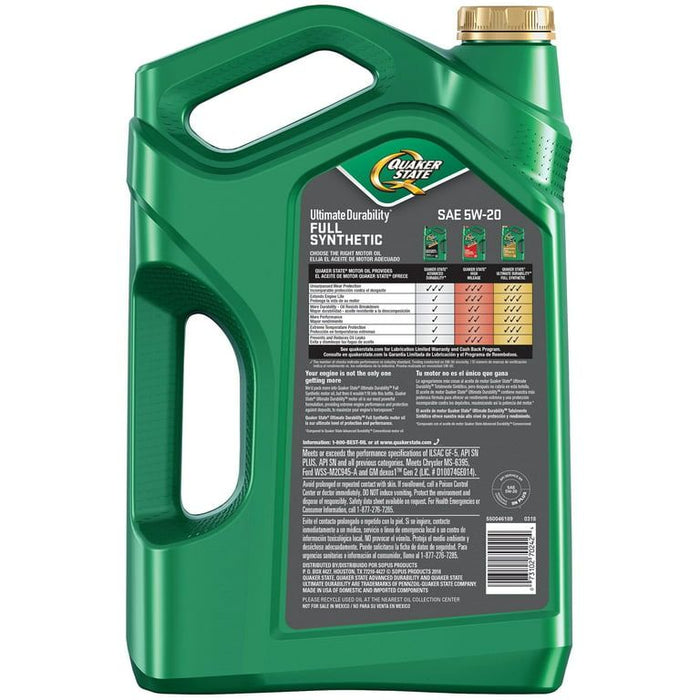 Quaker State Full Synthetic 5W-20 Motor Oil, 5-Quart