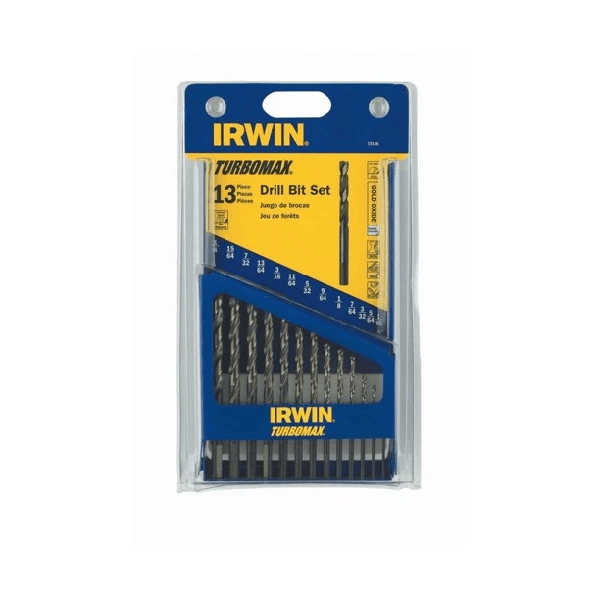 Irwin Hanson 73136 13-Piece High Speed Steel Drill Bit Set with Turbo Point Tip and Metal Index Case