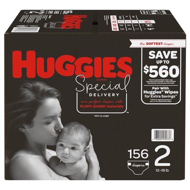 Huggies Special Delivery Hypoallergenic Baby Diapers Size 2; Count 156