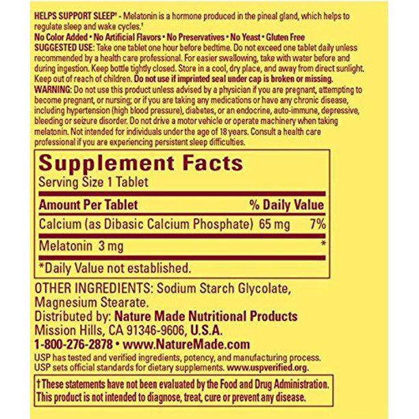 Nature Made Melatonin Tablets, Value Size, 3 Mg, 240 Count