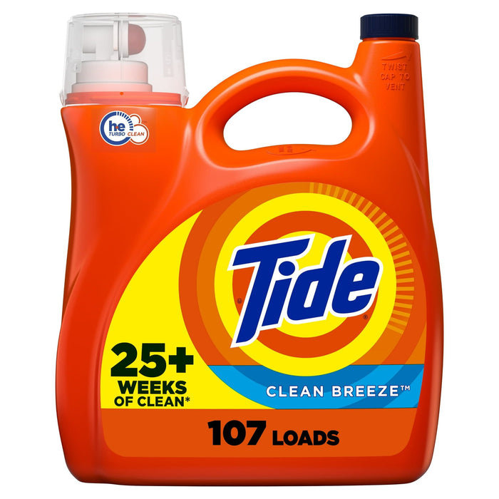 Tide Liquid Laundry Detergent, Clean Breeze, 100 Loads, 146 oz