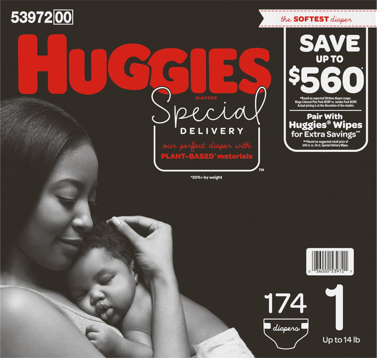 Huggies Special Delivery Hypoallergenic Baby Diapers Size 1; Count 174