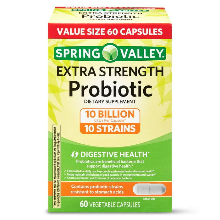 Spring Valley Extra Strength Probiotic Vegetable Capsules, 60 Count