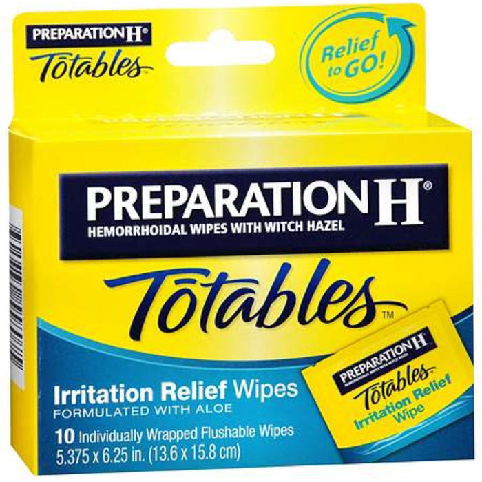 Preparation H Hemorrhoidal Wipes With Aloe Max Strength Individually Wrapped 10Ct