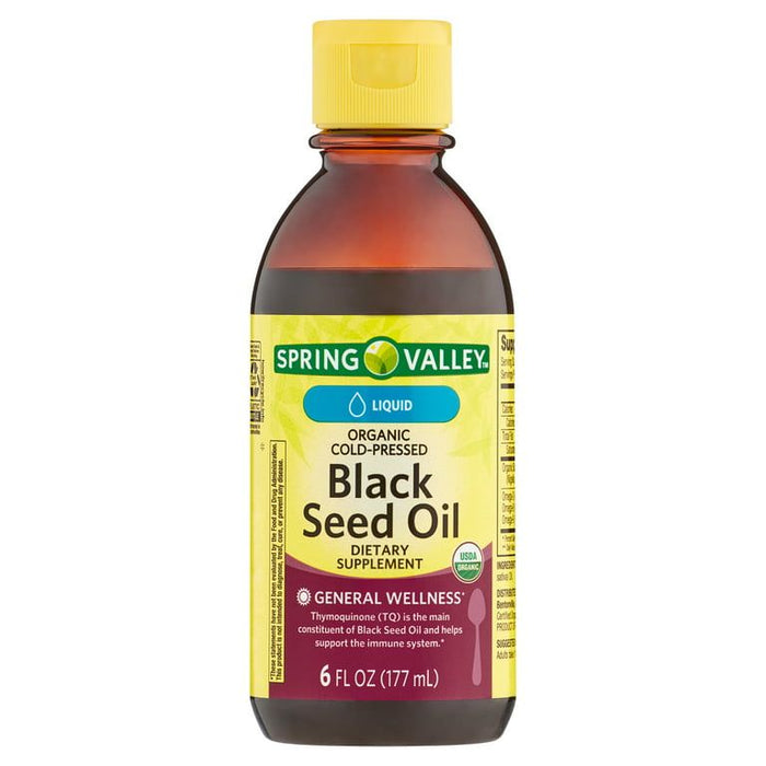 Spring Valley Organic Cold-Pressed Black Seed Oil, Liquid Dietary Supplement, 6 fl oz