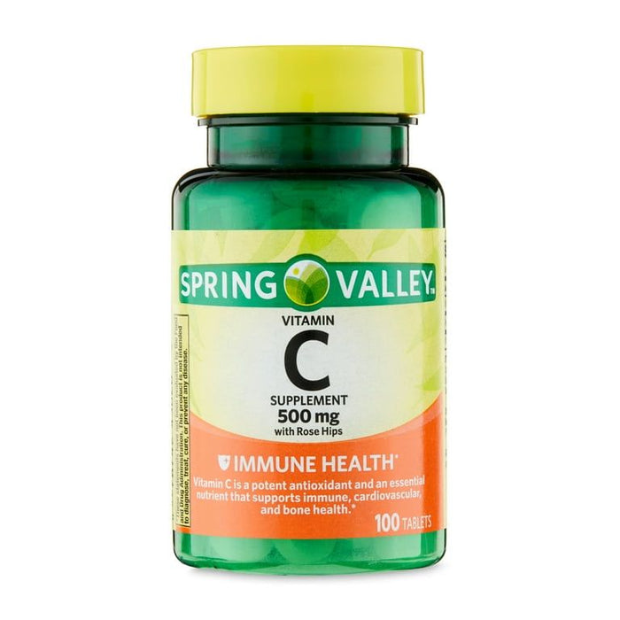 Spring Valley Vitamin C with Rose Hips Supplement, 500 mg, 100 Tablets