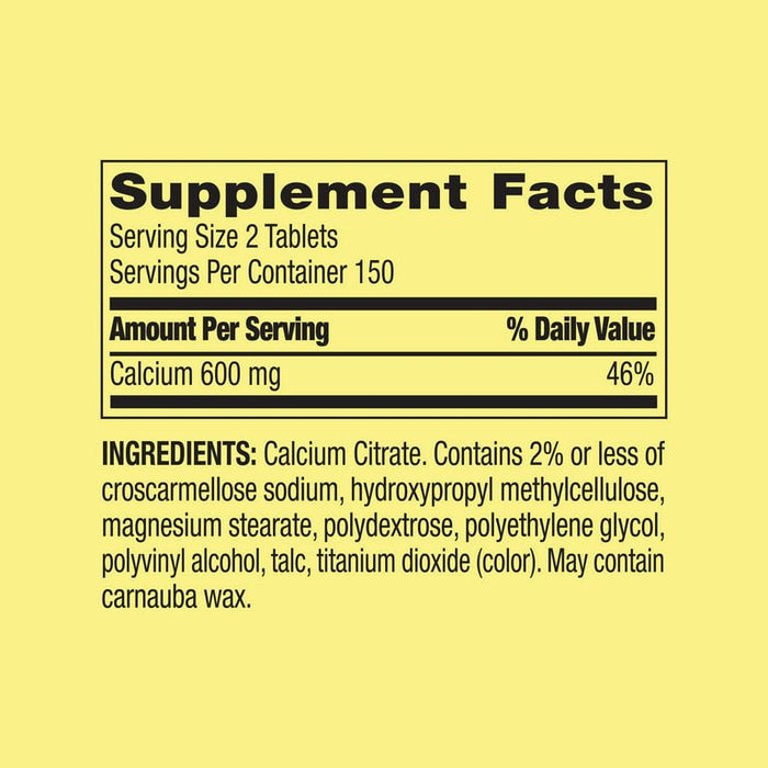 Spring Valley Calcium Citrate Tablets Dietary Supplement, 600 mg, 300 Count