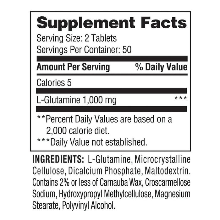 Spring Valley L-Glutamine Tablets Dietary Supplements, 500 mg, 100 Count