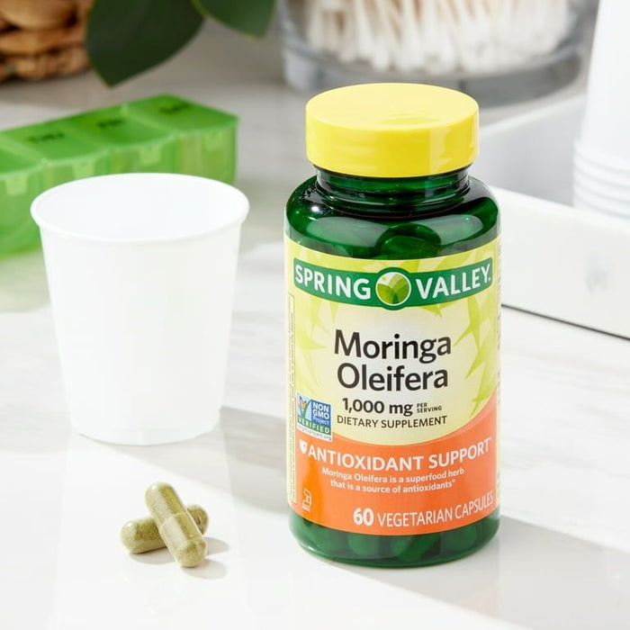 Spring Valley Moringa Oleifera, Dietary Supplement, Capsule, 1,000 mg, 60 Count