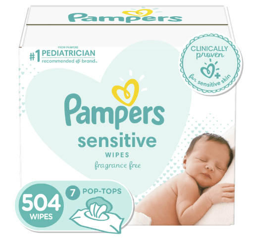 Pampers Sensitive Baby Wipes; Pop-Top Character; 504 Count