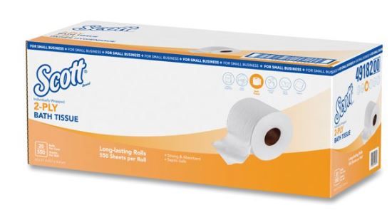 Scott Essential Standard Roll Bathroom Tissue, 2-Ply, White, 550 Sheets/Roll, 20 Rolls/Carton - KCC49182