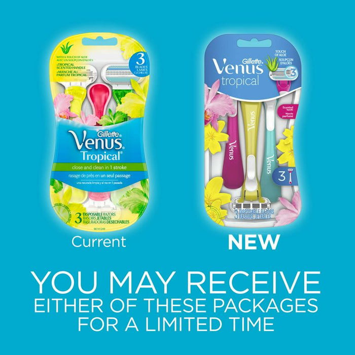 Gillette Venus Tropical Women's Disposable Razor, 3 Count