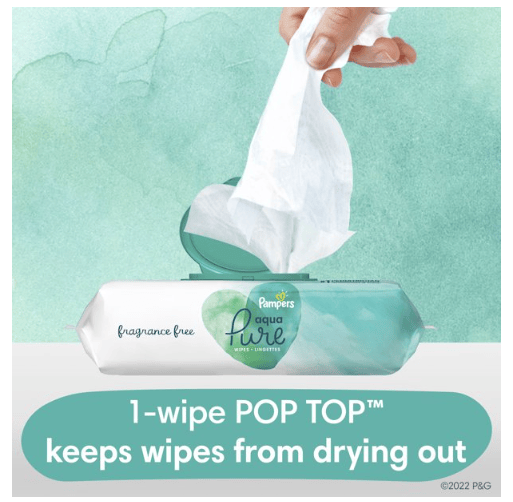 Pampers Aqua Pure Sensitive Baby Wipes 6X Pop-Top 336 Count