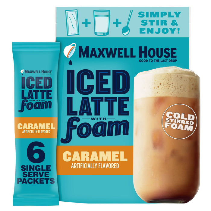 Maxwell House Iced Caramel Latte with Foam Instant Coffee Drink Mix, 5.82 oz, 6 Packets