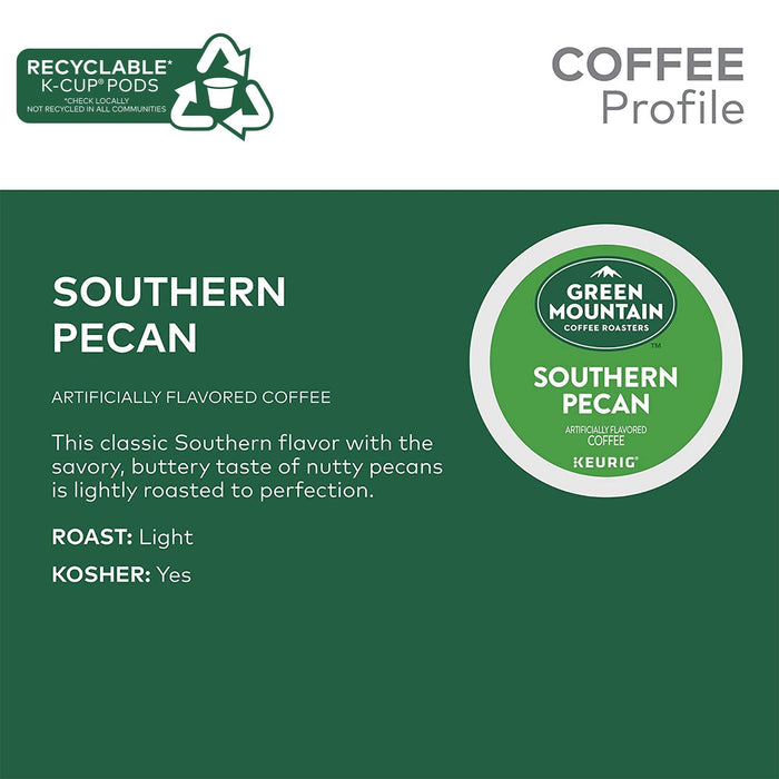 Green Mountain Coffee Southern Pecan Flavored K-Cup Pods, Light Roast, 24 Count for Keurig Brewers