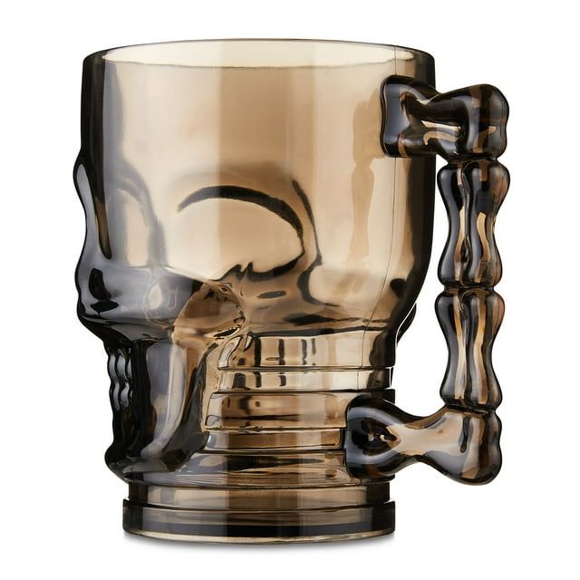 Halloween Plastic Skull Beer Mug Party Tableware, Gray, 19 oz, by Way To Celebrate