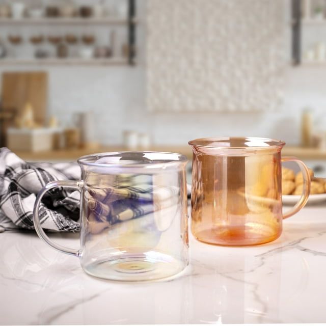 Mainstays Amber Camp Glass Mug, Heat-Resistant Borosilicate Glass, 18 oz