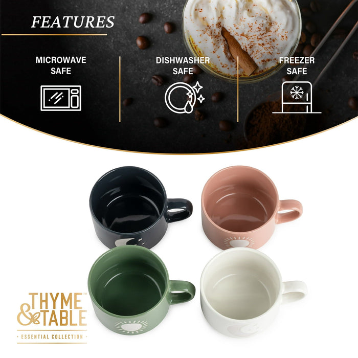 Thyme & Table Stackable Ceramic Coffee Mug, 11 fl oz, 4 Pack