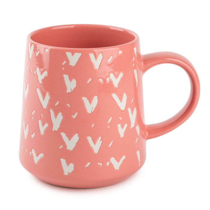 Thyme & Table Stoneware Mug, Pink Hearts, 16 fl oz