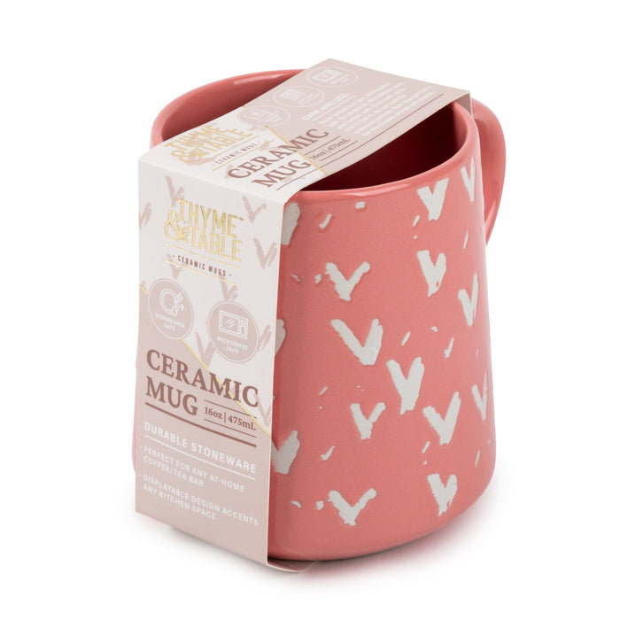 Thyme & Table Stoneware Mug, Pink Hearts, 16 fl oz