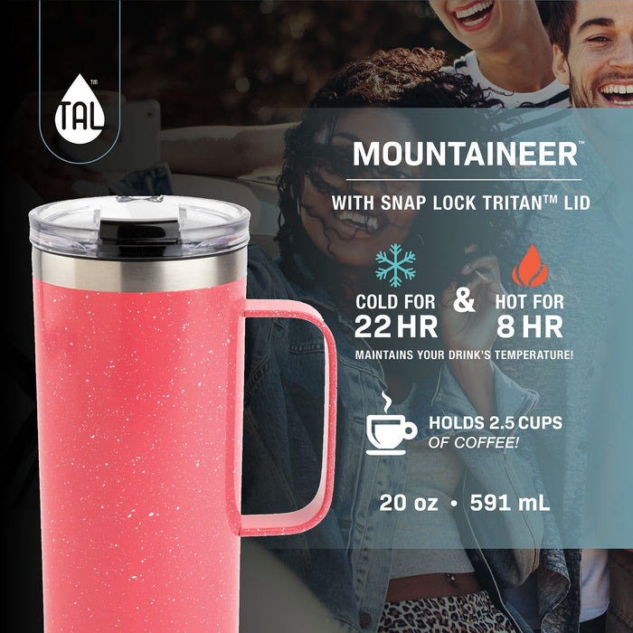 TAL Stainless Steel Mountaineer Travel Mug, Bright Pink, 20 fl oz