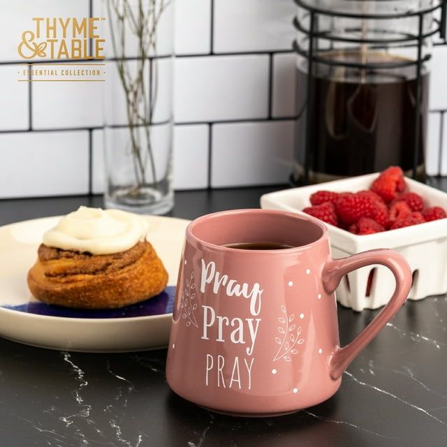 Thyme & Table Pray Ceramic Coffee Mug, 16 fl oz